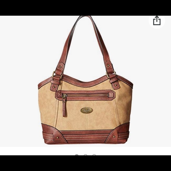 BOC Born Concept  Shoulder Bag Purse Brown Tan Faux Leather Brown And Beige - Picture 1 of 7